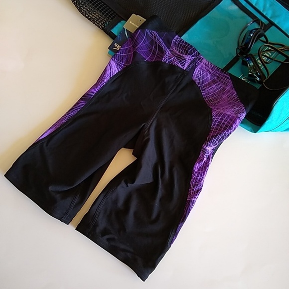 SPEEDO Men Purple Black Cyclone Jammer Swimsuit - Picture 4 of 8